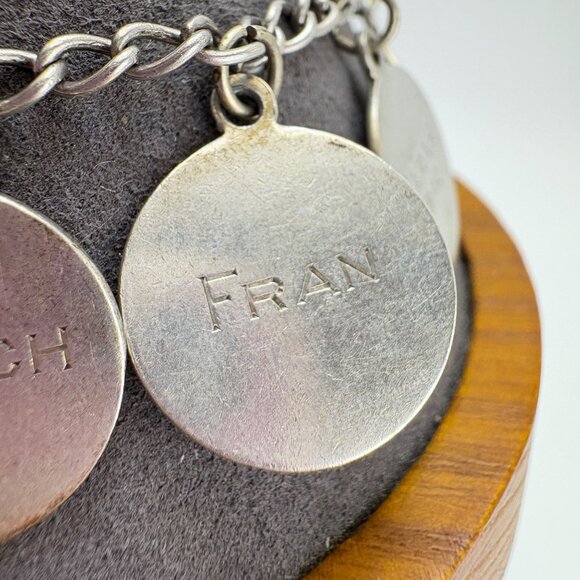 VTG Solid Sterling Silver 925 Name Tags ID Chain Bracelet Size 7" Length - Picture 9 of 16